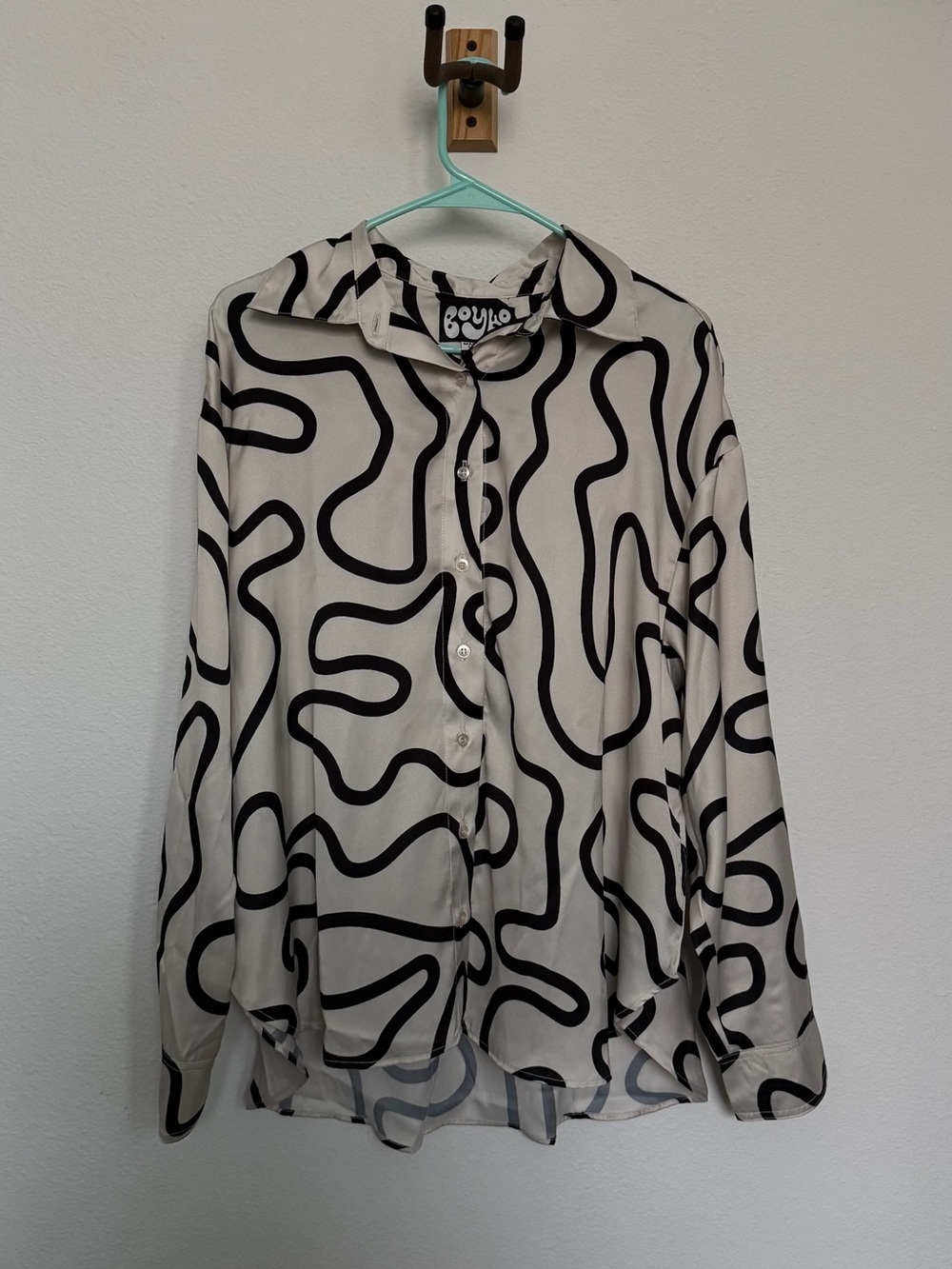 Black & White Abstract Button-Up Shirt